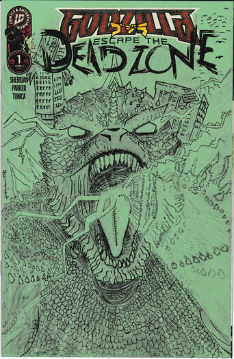 Godzilla commission by Luke Anthony Pen and ink godzilla
